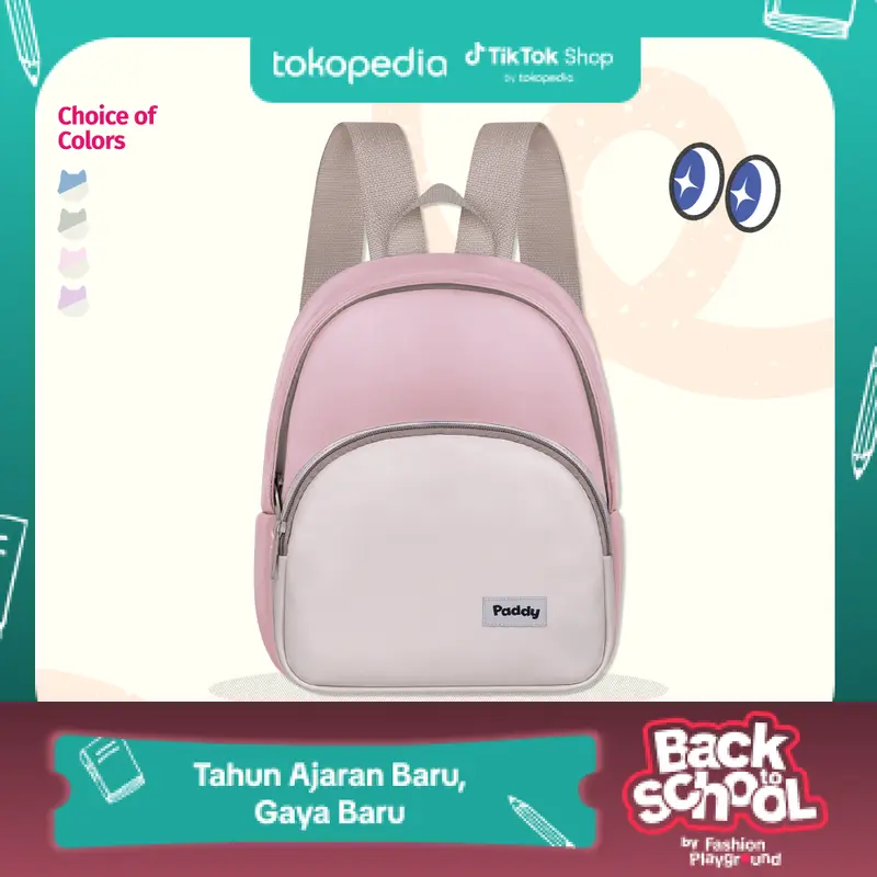 Paddy Small Kelly Two Tone Backpack - Paddybag Tas Mini Ransel Wanita Serbaguna Pink 0