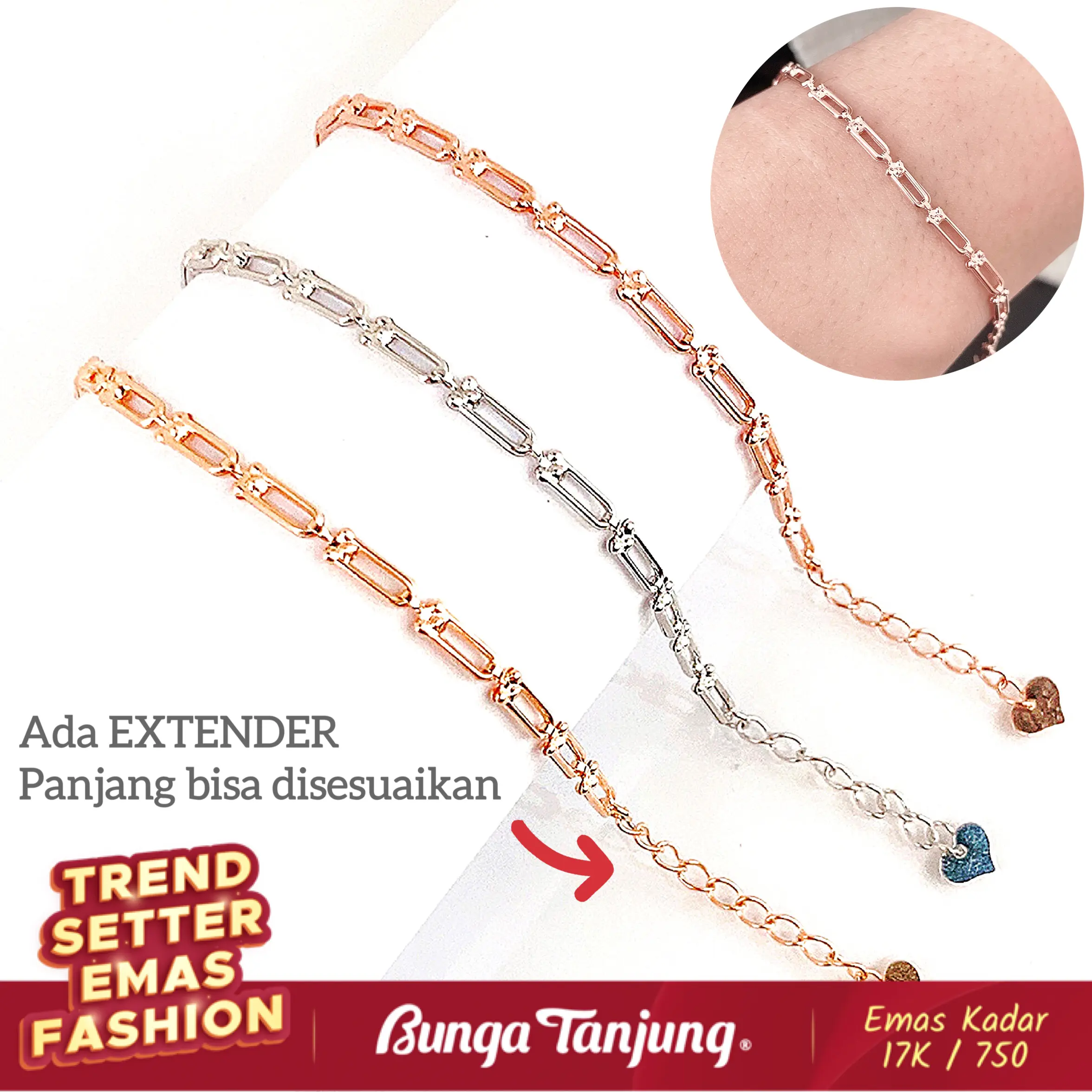 GELANG LUXURY RINGAN - EMAS 17K - BUNGA TANJUNG GOLD