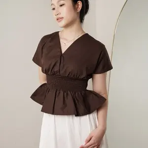 Dalia Daily - Lila Peplum Top | atasan wanita cropped v neck smok