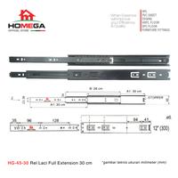 Gambar HOMEGA HG 45 Rel Laci Double Track Full Extension Non Slow Motion Non Soft Close - Ukuran 25 30 35 40 45 50 55 cm - 1 Pasang (2pcs) - 25 cm dari Homega Indonesia Kota Administrasi Jakarta Barat 5 Tokopedia