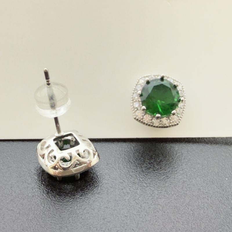 Product Introduction of TOKHIMI Zircon Stud Earrings for Women - Square Crystal S925 Silver Earrings with Halo Design 1