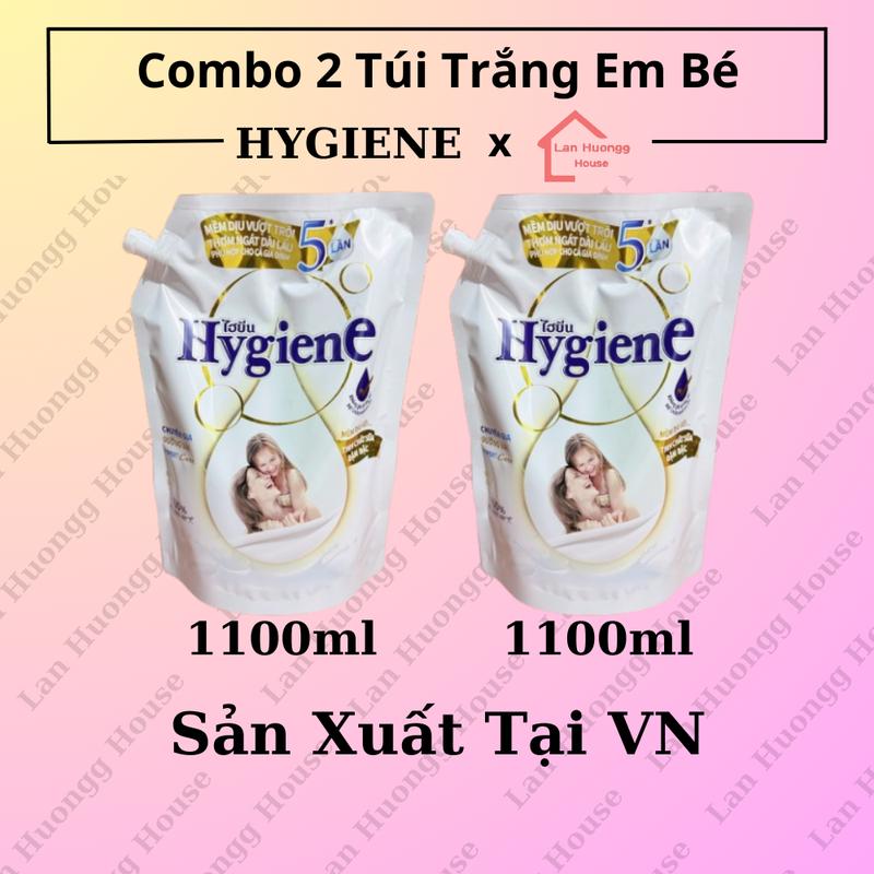 Combo 2 Túi Nước Xả Vải Hygiene Màu TRẮNG 1100ml/Túi Làm Thơm Làm Sạch Kem