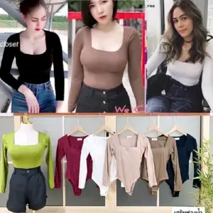 Bodysuit Atasan Lengan Panjang/Pendek Wanita Bangkok - 19