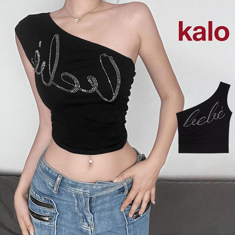 Áo ba lỗ trễ vai nữ màu đen đẹp có thiết kế chữ đính đá trước ngực, mặc thoải mái, thích hợp mặc hàng ngày