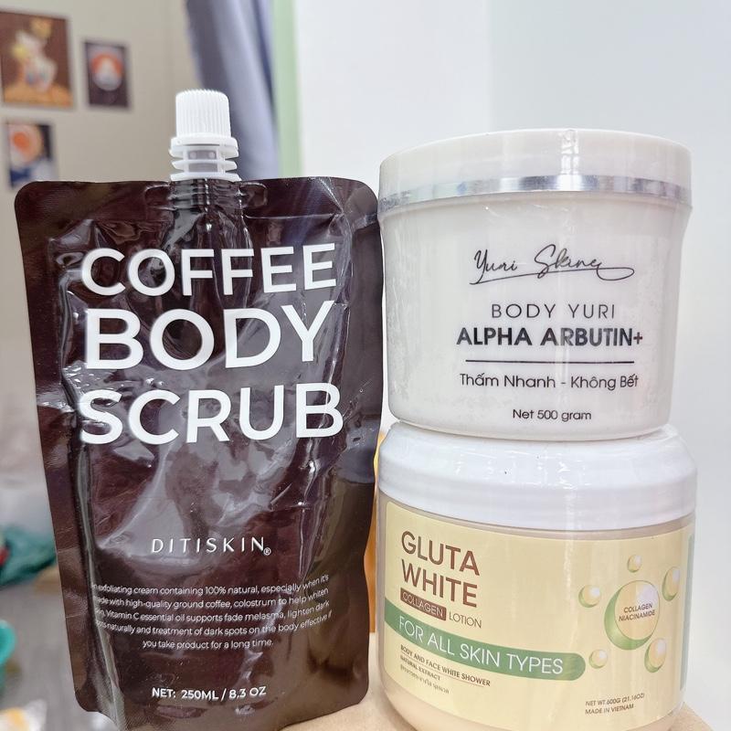  BỘ 3 SIÊU TRẮNG VIP  MỊN DA KHÔNG BẾT RÍCH KHÔNG TRÙM Ủ  kem body vip 500gram  tẩy da chết 250gram  ủ 600gram   