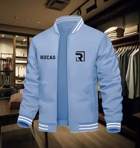 Jaket Varsity Resleting Bahan Tebal Dan Lembut Logo Rucas R Classic Teks Hitam - Jaket boomber varsity katun fleece pria wanita unisex