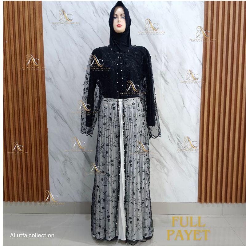 outer cardigan gamis brukat tule lengan panjang kekinian 3