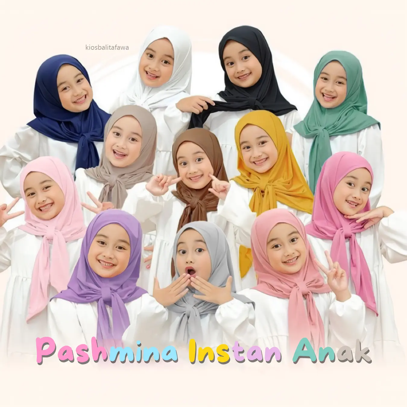 Pashmina Instant Anak uk 4-12 Tahun / Jilbab Anak Perempuan Pashmina