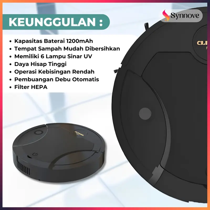 Robot Vacuum Cleaner 5 In 1 Sinar Ultraviolet Pel Lantai Otomatis Penyedot Debu Rumah 2