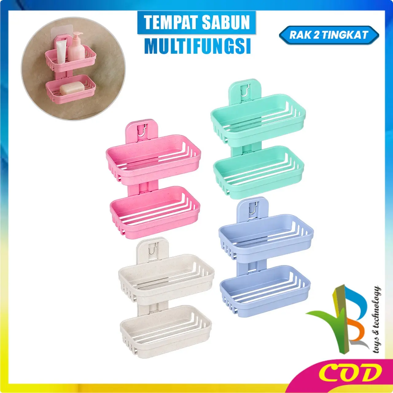 [COD] RB C1659 Rak Kamar Mandi Gantung 2 Tingkat Tempat Sabun Batang