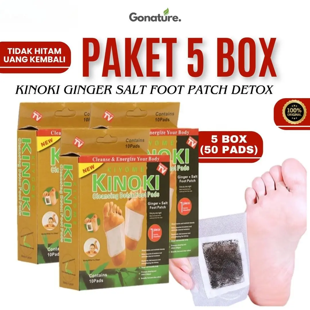 PAKET SEPSIAL 5 BOX ISI 50pcs KINOKI GOLD KOYO Kaki Detox Herbal Original