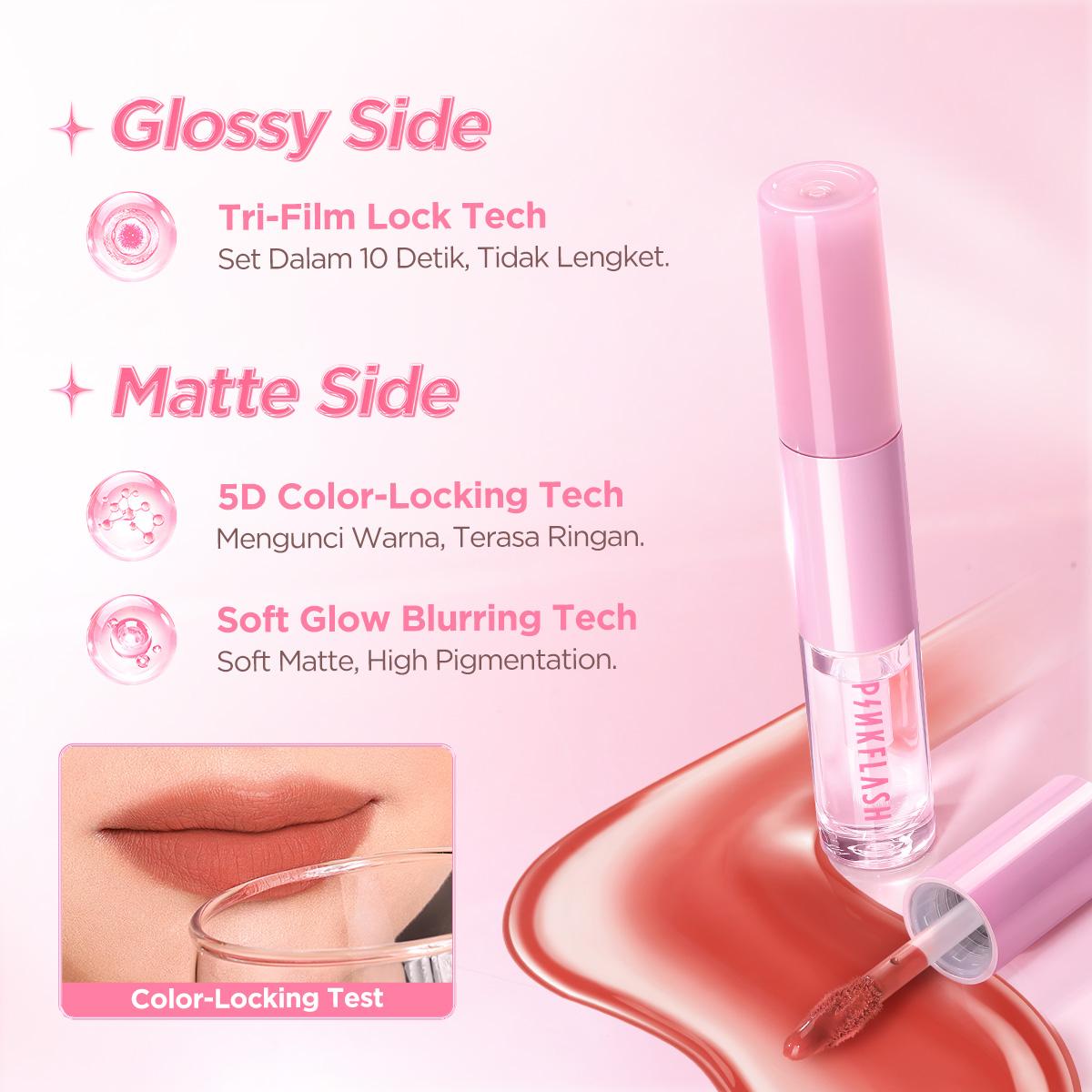 [Pinky]PINKFLASH Stay Fusion Matte & Glossy Lipstick Lasting Transferproof Waterproof Intense Coverage Lightweight Non-sticky 2 IN 1 LIPSTICK L31