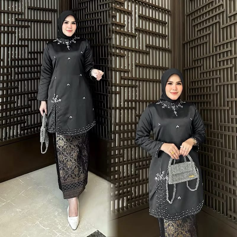 FREE KERUDUNG Setelan Kebaya Terbaru Set Kebaya Melayu Payet  Kekinian Kebaya Kondangan Pakaian Malayasia BY Wrbsn Oshop Dress Motif Atasan Baju Wanita Wisuda Pesta basiba kurung