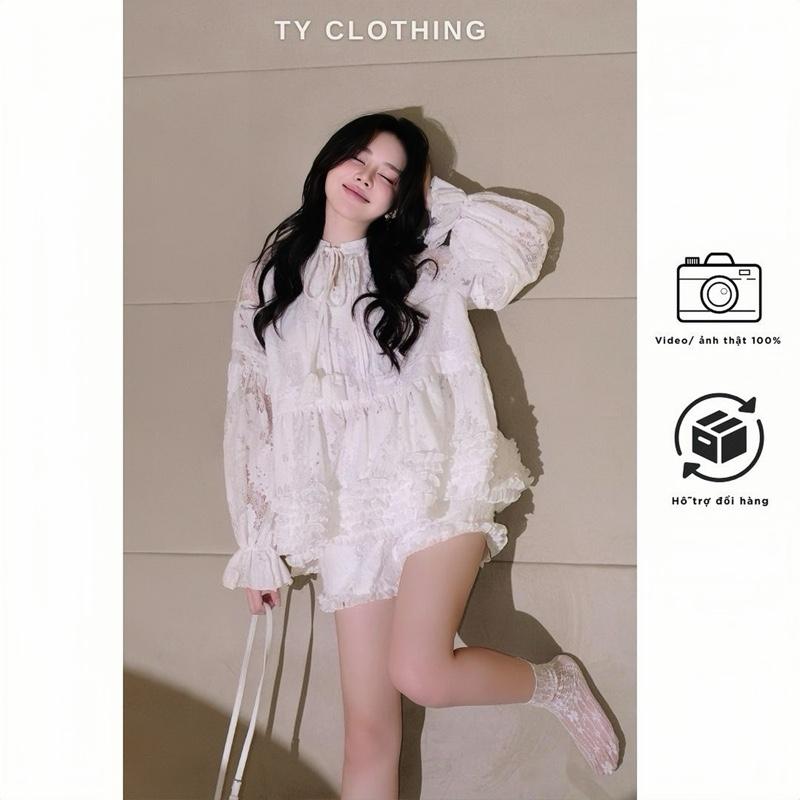 [ TY CLOTHING ] - Set đồ nữ sang chảnh babydoll ren - Hàng thiết kế-màu Trắng