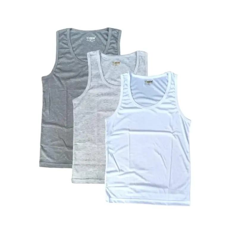 Grosir 3 Pcs - Singlet Pria Polos Bahan Katun SEM SPORT M - XXL | Kaos Dalam Laki Laki Gym 0