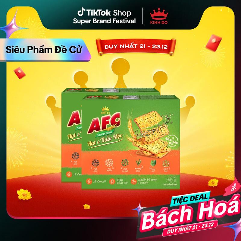 Bánh Cracker AFC Dinh Dưỡng Hạt Và Thảo Mộc Vị Bắp Xào Bơ Combo 2 Hộp x 261.6g