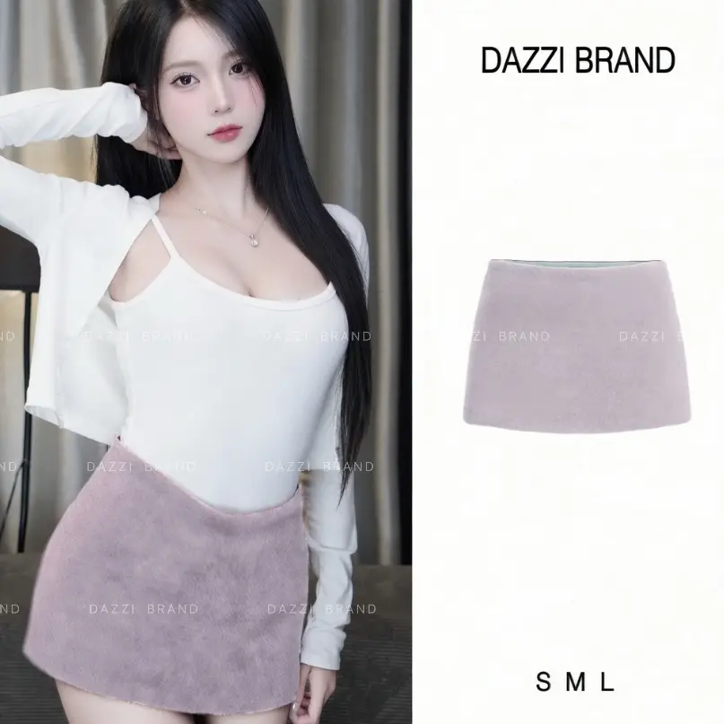 [CÓ KHOÁ KÉO PHÍA SAU] Chân váy nữ vải Lông Thỏ phong cách Y2K, Chân váy nữ chữ A có lót trong dáng ngắn DAZZI V03 | BigBuy360 - bigbuy360.vn