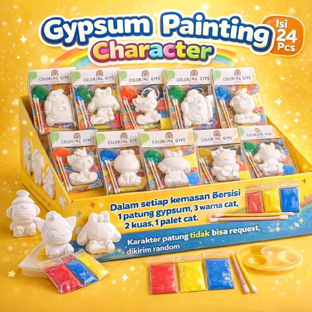 mewarnai melukis patung gypsum cat air 24 pcs