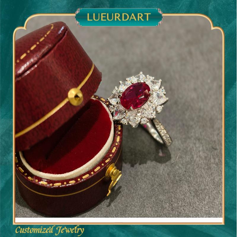 Product Introduction of Red vintage European style necklace Ring earrings 3-piece set 925 3