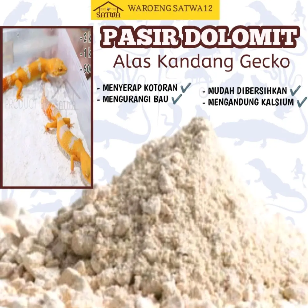 1 KG Alas kandang gecko leopard geko tokek bearded dragon bd kapur dolomit pasir dolomite reptile tatakan akuarium dasar substrat terrarium aquarium kandang hewan reptil