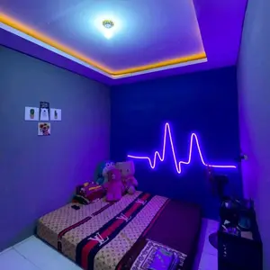 [48] Lampu Dekorasi Strip LED Neon Flex 220V 1-5 Meter Mudah Dibentuk Detak Jantung Fleksible bikin kamar cakep