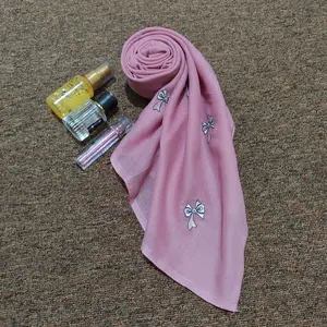 Kerudung Segi Empat Paris Bordir pita non tasel best seller