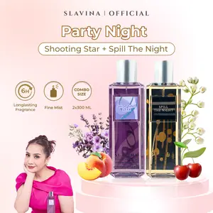 SLAVINA Bundle 2PCS Body Mist Shooting Stars + Spill The Night (Party Night) by Nagita Slavina – Body Mist Parfum Cewek Fresh Glam, Wangi Tahan Lama, Fragrance Untuk Acara Malam