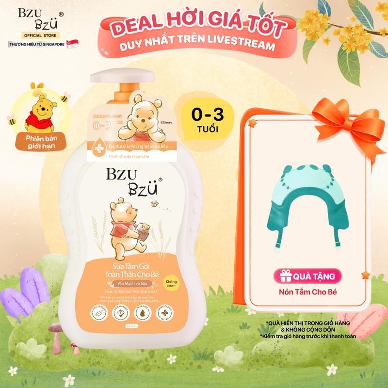 Sữa Tắm Gội Toàn Thân Em Bé BZU BZU Head-To-Toe 600ml An Toàn Dịu Nhẹ Cho Bé