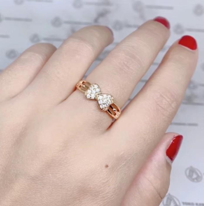 Cincin Titanium Gold Tahan lama Elegan Cincin Wanita Terbaru motif Pita Rings Emas