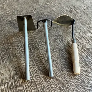 Paket 3 pcs Cangkul dan Garukan Mini - Garuk Miring Gatul Sampah Mini - Cangkul Mini Bahan Baja