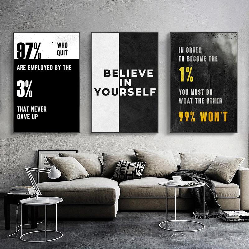 Product Introduction of Lukisan Kanvas Inspirasi, Huruf Hitam dan Putih, Petikan Motivasi, Poster dan Cetakan, Gambar Dinding, untuk Hiasan Rumah Ruang Tamu 11