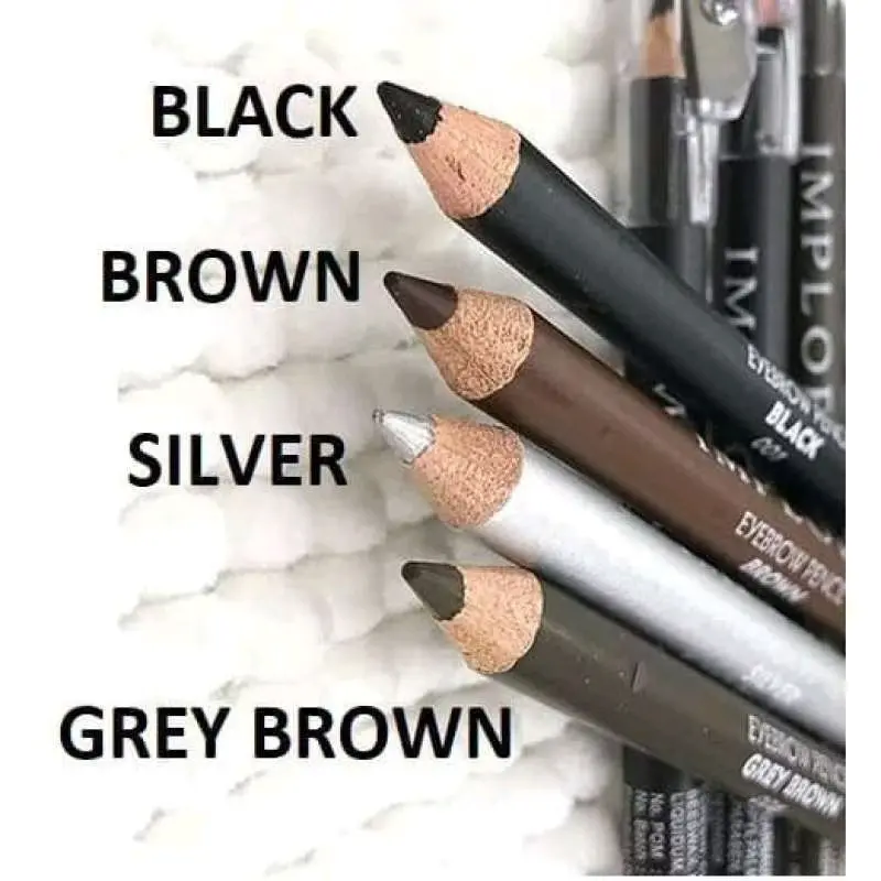 Implora Eyebrow Pencil BPOM - Pensil Alis Waterproof Tahan Lama - Brown - Black - Grey Brown Silver