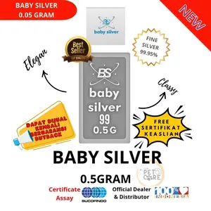 Baby Silver Fine Silver Bar Perak Batangan Asli Murni Logam Mulia Original 0.5 Gram