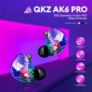 QKZ AK6 Pro 1DD Dynamic Earphones HIFI Bass Earbuds In Ear Monitor Earphones Sport Noise Cancelling Headset with Microphone Removable Cable Audio Connector Electronic