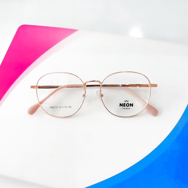  Gọng Kính dáng tròn màu vàng hồng dành cho mặt nhỏ  tặng kèm hộp và khăn lau kính  