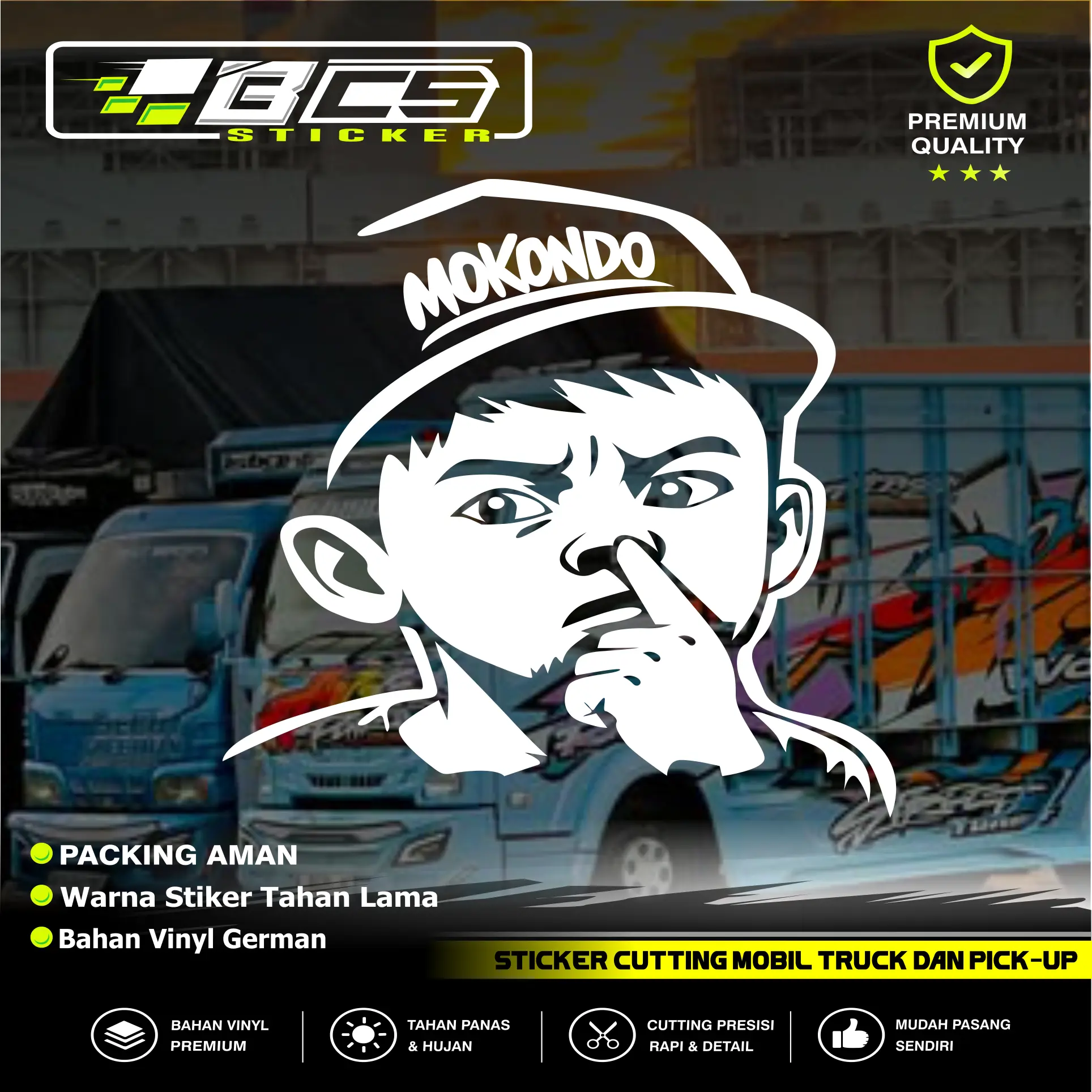 Sticker kaca truk Emoji lucu viral  Mokondo cutting buat di pintu bak mobil truk pickup