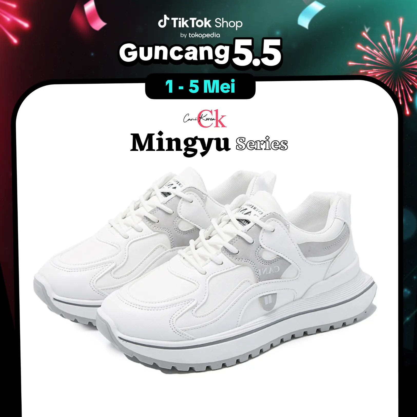 CANIKOREA Mingyu Sepatu Sneaker Wanita Korean Casual Fashion Sol Empuk Senam K9245