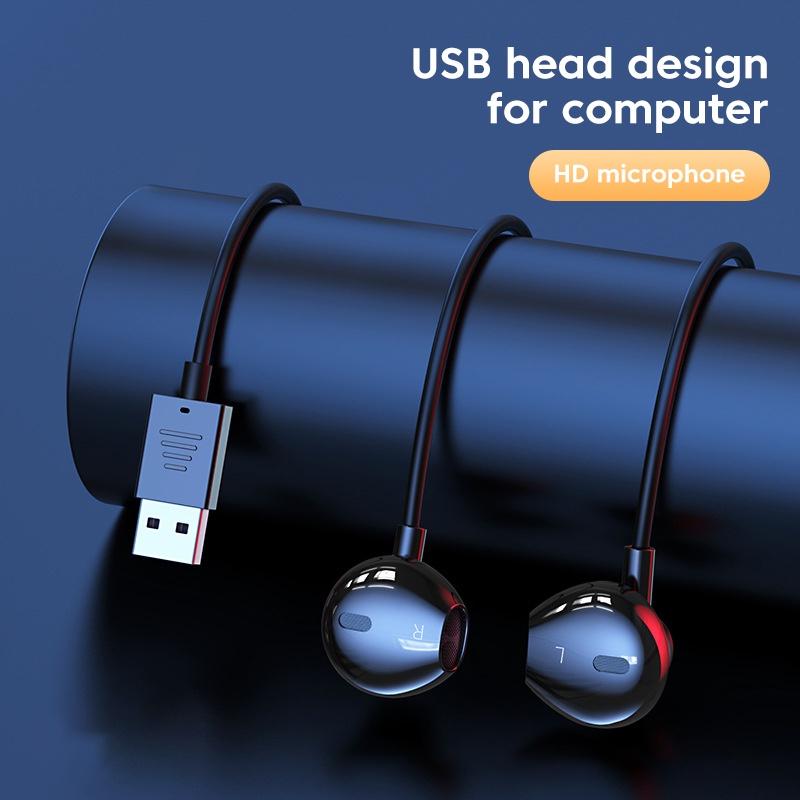 Tai Nghe Có Dây USB, Dài 3M, Tai Nghe Trong Tai, Có Mic, Cáp USB-A, Tai Nghe Rảnh Tay Tai Nghe Chơi Game, Thích Hợp Cho Máy Tính Để Bàn, Máy Tính Xách Tay Và PC 1