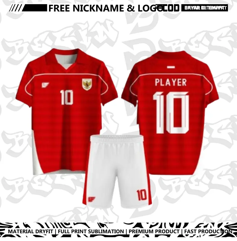 Jersey Timnas Indonesia Terbaru Full Printing Gratis pasang Nama Dan No  Punggung retro shirt ATASAN ANAK XXXL