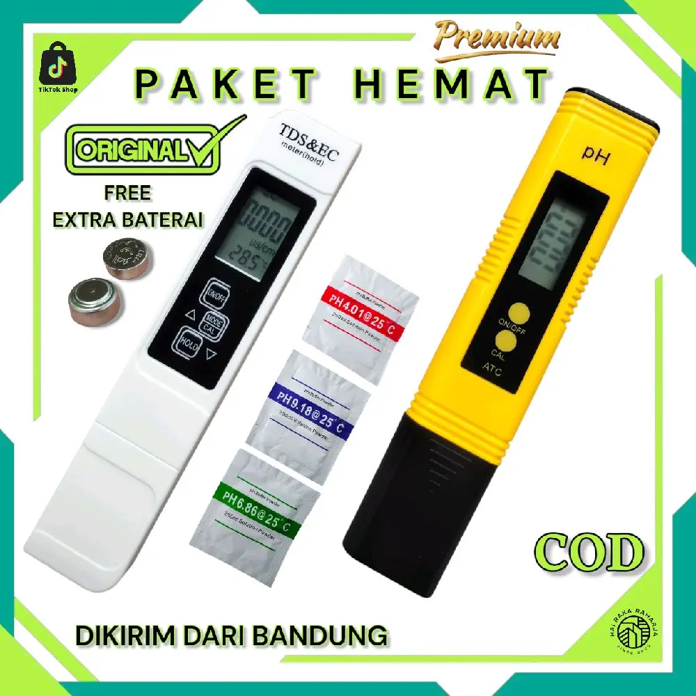 PH Meter & TDS EC Meter Digital Alat Ukur Kualitas Hidroponik Air Akuarium Tester PH Air