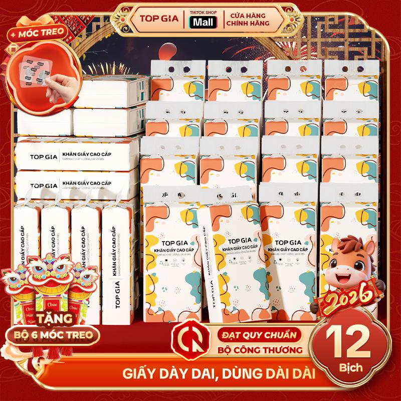   12 BỊCH SIZE XL PREMIUM  COMBO 12 bịch khăn giấy CỠ ĐẠI ăn cao cấp treo tường TopGia 4 lớp không bụi mịn 1280 tờ rút tiện lợi Giấy Vệ Sinh  tặng 4 móc treo  giấy rút đa năng treo tường ĐẠT QUY CHUẨN CỦA BỘ CÔNG THƯƠNG  DS  Khăn Giấy Rút 