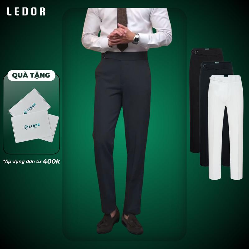 [UPDATE MÀU MỚI] Quần tây nam cạp cao Sidetab D form Slim Fit LEDOR sang trọng, lịch lãm Menswear Pants Lưng Cao Đen