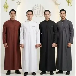 Jubah Laki Laki Muslim Gamis Pria Dewasa Premium 2026 Baju Muslim Pria Jubah Gamis Model Zipper Bahan Katun Soft Nyaman Adem Size M L XL XXL