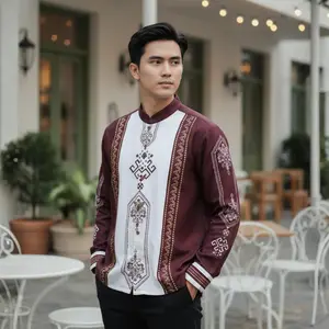 Atasan Baju Koko Kurta Pakaian Muslim Pria Dewasa Panjang Pendek Terbaru Motif Printing