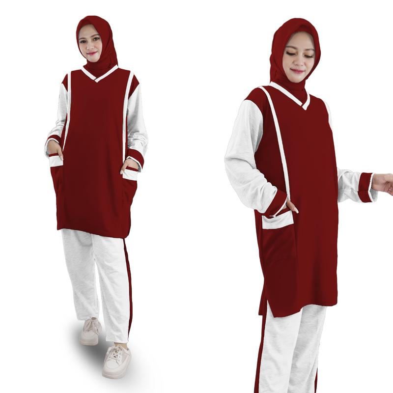 Product Introduction of LM 17561-17569 Baju Setelan Wanita TUNIK MUSLIMAH SET JUMBO Tunic Bahan Babyterry Premium Big Size XL-XXXL 14