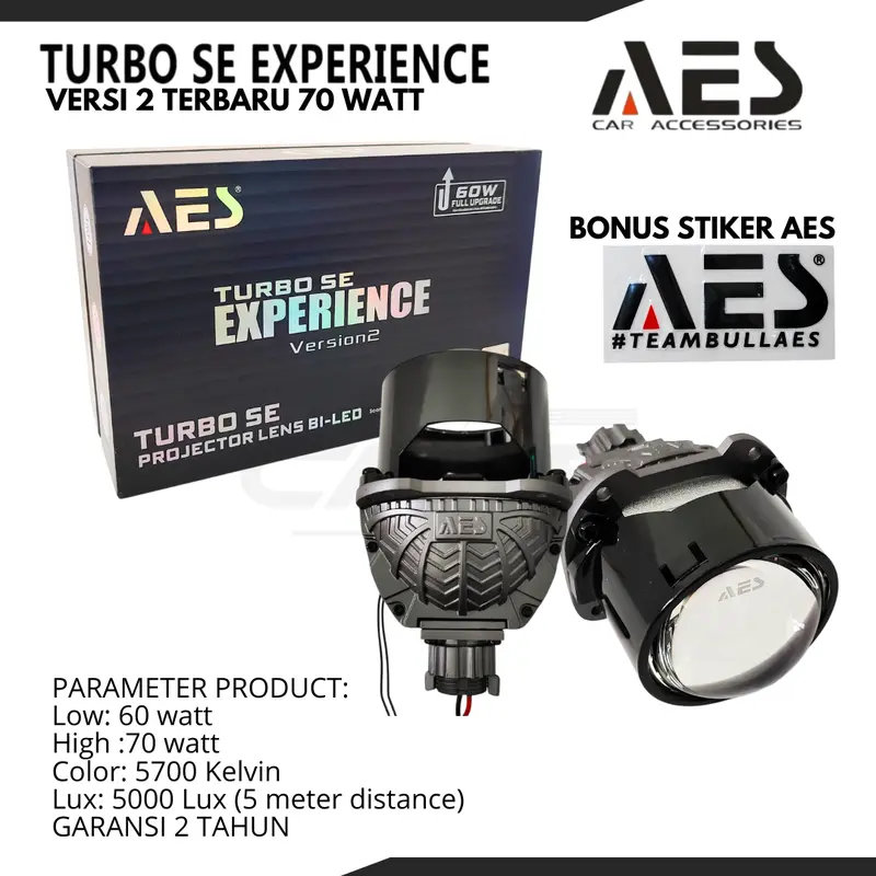 Biled AES SEPASANG Turbo Experience 2.5 TERBARU 60 WATT TBS AES - Sepasang 0