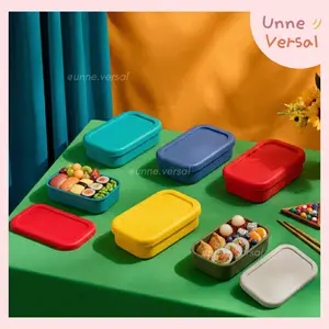 [ Unne.versal ] - Kotak Bekal silicone Rectangle size 300 ml/ kotak bekal persegi panjang cocok untuk overnight oat/buah/sup/MPASI Baby/Food Container/Kotak Mpasi bayi/ wadah sup/wadah sup anti tumpah premium bpa free/premium quality silicone / food grade