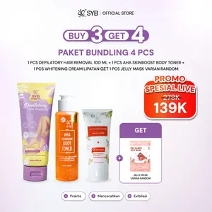 SYB 【FYC Spesial Live】- PROMO BUY 3 GET 4Pcs [AHA Toner 100ml + Depilatory Cream 100ml + Cream Lipatan] +Get 1pcs Jelly Mask Varian Random