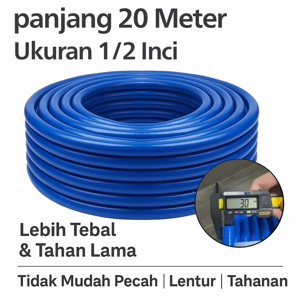 【Gratis ongkos kirim】Selang PVC tahan abrasi 1/2 inch 20 meter  dengan konstruksi 3lapisan serat anyaman tebal yang tahan tekanan tinggi, antipecah dan anti bocor