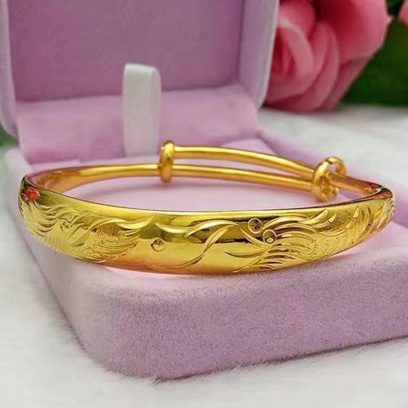 Vòng Tay Rồng Và Phượng, Vàng Cát Cổ Việt Nam, Trơn, Thời Trang 3